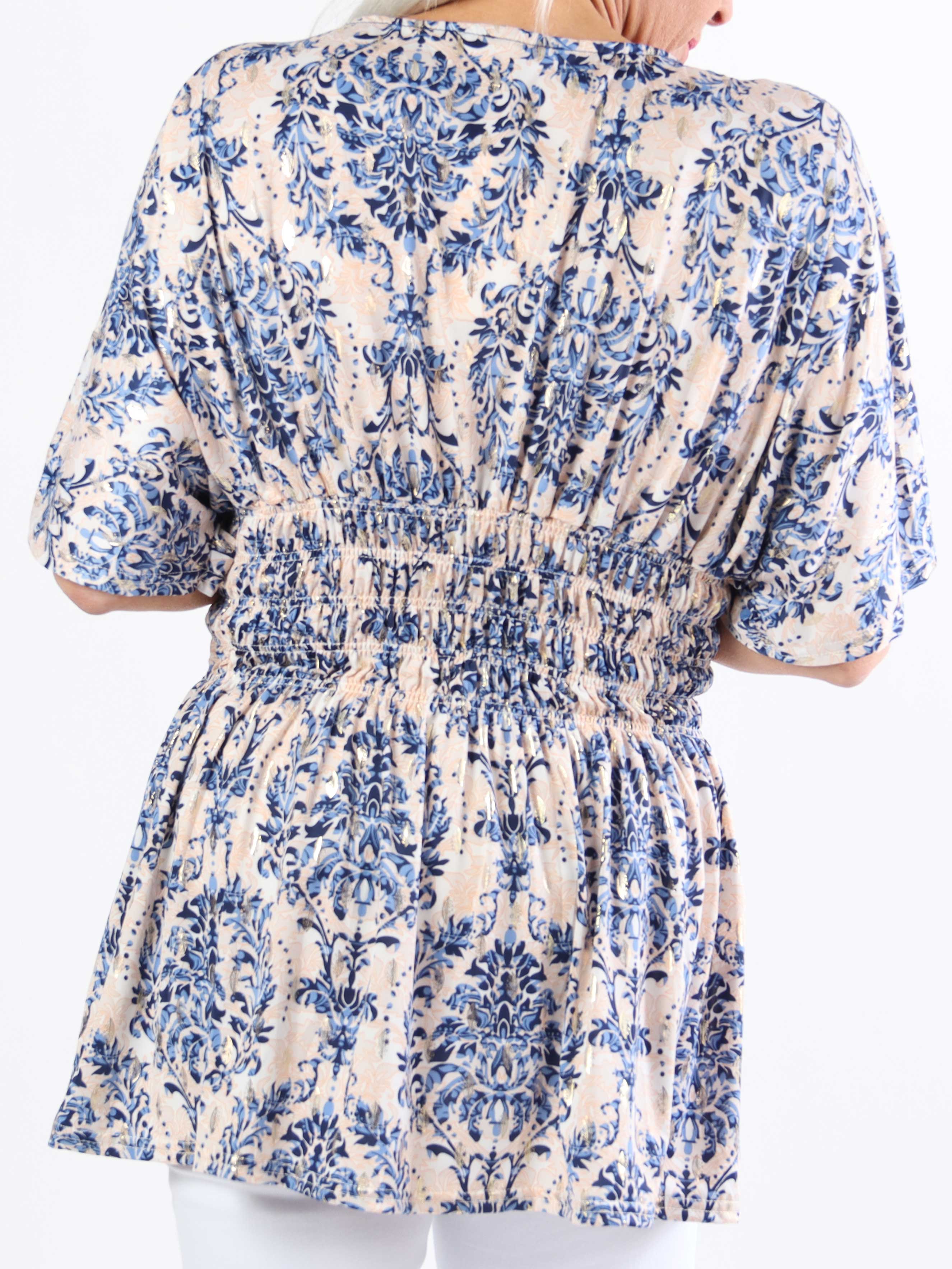 Pams Royal Shirt - Söt plus size-tunika i fint tryck med smock